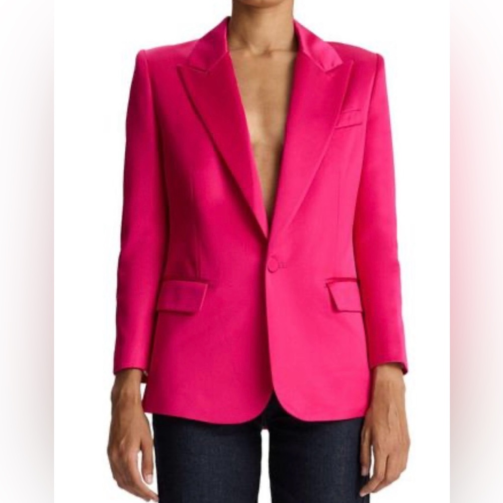 NWT A.L.C. Davina II Tailored Satin Jacket, Hot Pink, Size 8, Boxy Fit